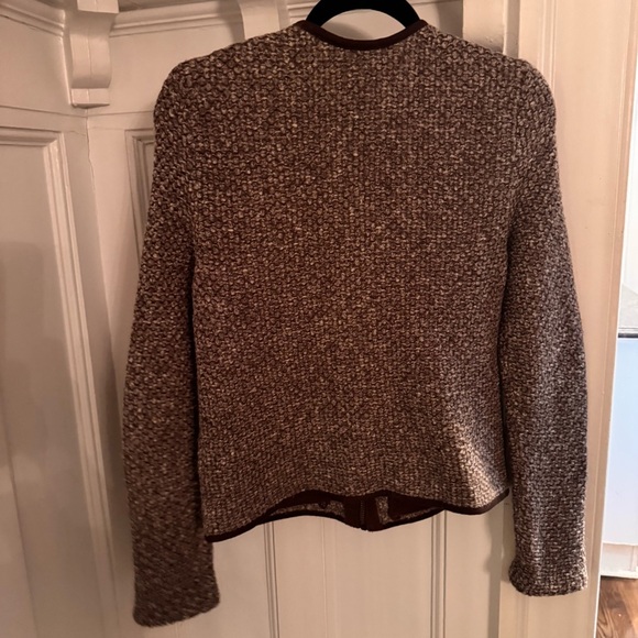 Lauren Ralph Lauren Jacket Women’s Brown Tweed Long Sleeve Zip Up Sz M Petite - Picture 2 of 8